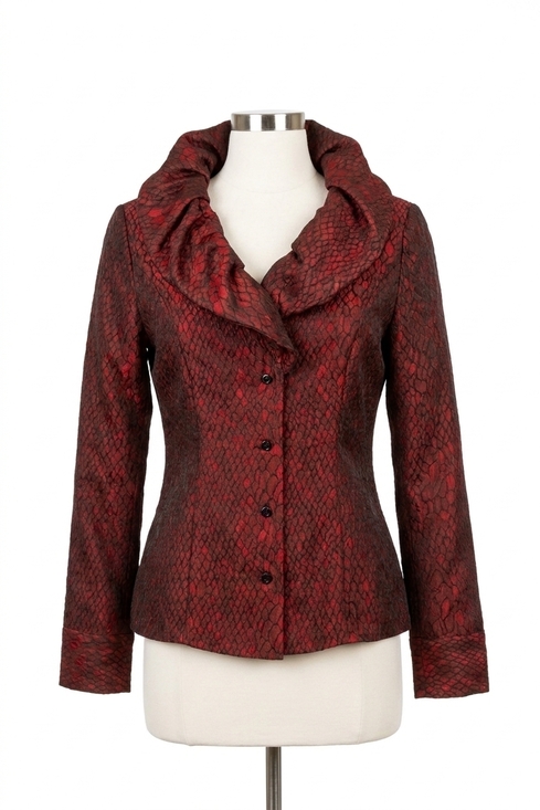 SAMUEL DONG Jackets & Blazers - NEW SAMUEL DONG women's woven jacquard blouse in merlot